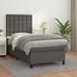 vidaXL Sommier à lattes de lit avec matelas Gris 90x200 cm Similicuir - 90 x 200 cm