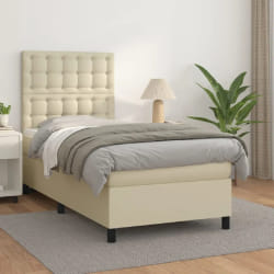 VIDAXL Sommier et Matelas - Similicuir Crème 100x200 cm