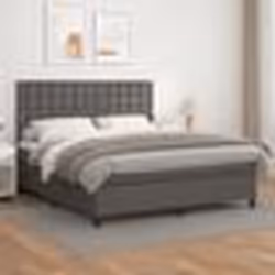 vidaXL Sommier à lattes de lit avec matelas Gris 180x200 cm Similicuir - 180 x 200 cm