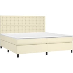 Sommier À Lattes De Lit Avec Matelas Crème 200x200cm Similicuir Vidaxl