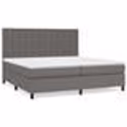 vidaXL Sommier à lattes de lit avec matelas Gris 200x200 cm Similicuir - 200 x 200 cm