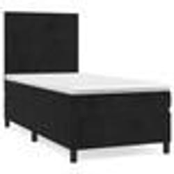 vidaXL Sommier à lattes de lit avec matelas Noir 100x200 cm Velours - 100 x 200 cm