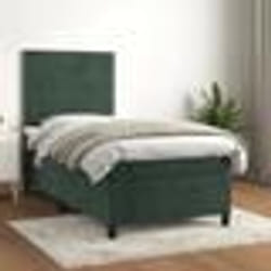 vidaXL Sommier à lattes de lit avec matelas Vert foncé 90x190 cm - 90 x 190 cm