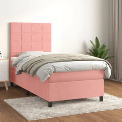vidaXL Sommier à lattes et matelas velours rose 90x200