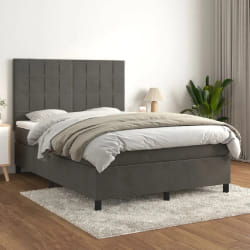 VIDAXL Sommier à lattes et matelas - Gris foncé - 140x190 cm
