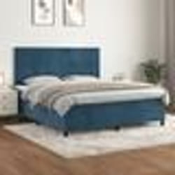 vidaXL Sommier à lattes de lit et matelas Bleu foncé 180x200cm Velours - 180 x 200 cm