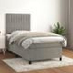 vidaXL Sommier à lattes de lit et matelas Gris clair 90x190 cm Velours - 90 x 190 cm