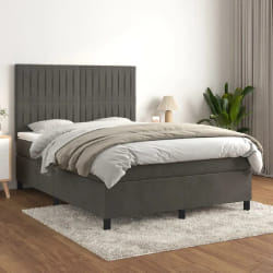 vidaXL Sommier à lattes avec matelas 140x200 cm - Gris foncé