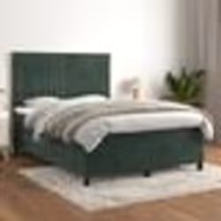 vidaXL Sommier à lattes de lit et matelas Vert foncé 140x200cm Velours - 140 x 200 cm