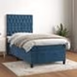 vidaXL Sommier à lattes de lit avec matelas Bleu foncé 90x190 cm - 90 x 190 cm