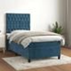 vidaXL Sommier à lattes de lit avec matelas Bleu foncé 90x190 cm - 90 x 190 cm