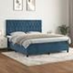 vidaXL Sommier à lattes de lit et matelas Bleu foncé 160x200cm Velours - 160 x 200 cm