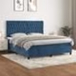 vidaXL Sommier à lattes de lit et matelas Bleu foncé 180x200cm Velours - 180 x 200 cm