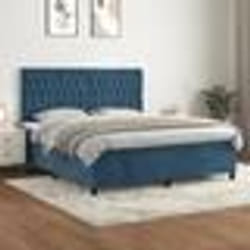vidaXL Sommier à lattes de lit et matelas Bleu foncé 180x200cm Velours - 180 x 200 cm