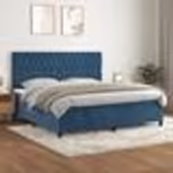 vidaXL Sommier à lattes de lit et matelas Bleu foncé 200x200cm Velours - 200 x 200 cm