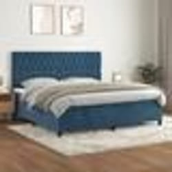 vidaXL Sommier à lattes de lit et matelas Bleu foncé 200x200cm Velours - 200 x 200 cm
