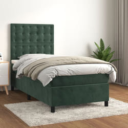 vidaXL Sommier à lattes de lit et matelas Vert foncé 80x200 cm Velours - 80 x 200 cm
