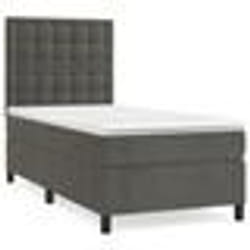 vidaXL Sommier à lattes de lit et matelas Gris foncé 90x190 cm Velours - 90 x 190 cm