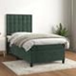 vidaXL Sommier à lattes de lit avec matelas Vert foncé 90x200 cm - 90 x 200 cm