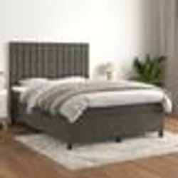 vidaXL Sommier à lattes de lit et matelas Gris foncé 140x190cm Velours - 140 x 190 cm