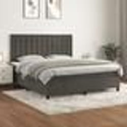 vidaXL Sommier à lattes de lit et matelas Gris foncé 160x200cm Velours - 160 x 200 cm