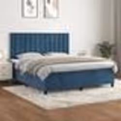 vidaXL Sommier à lattes de lit et matelas Bleu foncé 160x200cm Velours - 160 x 200 cm