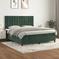 vidaXL Sommier à lattes de Lit et Matelas - Vert Foncé Velours