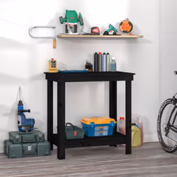 Ce banc de travail en bois est un supplément pratique à votre garage. Bois massif de pin : le bois de pin massif est un matér ...