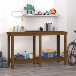 Ce banc de travail en bois est un supplément pratique à votre garage. Bois massif de pin : le bois de pin massif est un matér ...