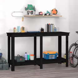 Ce banc de travail en bois est un supplément pratique à votre garage. Bois massif de pin : le bois de pin massif est un matér ...