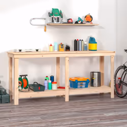 Ce banc de travail en bois est un supplément pratique à votre garage. Bois massif de pin : le bois de pin massif est un matér ...
