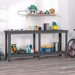 Ce banc de travail en bois est un supplément pratique à votre garage. Bois massif de pin : le bois de pin massif est un matér ...