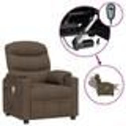 vidaXL Fauteuil électrique de massage Marron Tissu