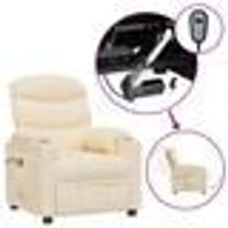 vidaXL Fauteuil électrique de massage Crème Tissu