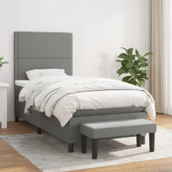 vidaXL Lit - Gris foncé 90x190 cm Tissu