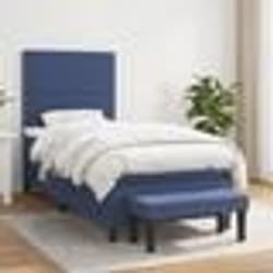 vidaXL Sommier à lattes de lit avec matelas Bleu 90x190 cm Tissu - 90 x 190 cm
