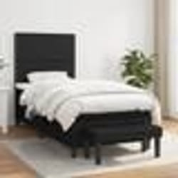 vidaXL Sommier à lattes de lit avec matelas Noir 90x200 cm Tissu - 90 x 200 cm