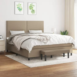 vidaXL Sommier à lattes de lit avec matelas Taupe 180x200 cm Tissu - 180 x 200 cm