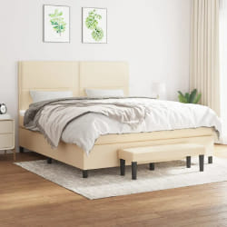 vidaXL Sommier à lattes de lit avec matelas Crème 180x200 cm Tissu - 180 x 200 cm