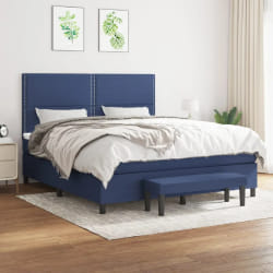 vidaXL Sommier à lattes de lit avec matelas Bleu 180x200 cm Tissu - 180 x 200 cm