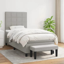 vidaXL Sommier à lattes avec matelas - Gris clair - 80x200 cm