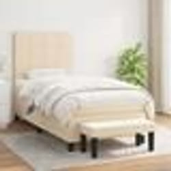 vidaXL Sommier à lattes de lit avec matelas Crème 80x200 cm Tissu - 80 x 200 cm