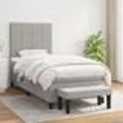 vidaXL Sommier à lattes de lit et matelas Gris clair 90x190 cm Tissu - 90 x 190 cm