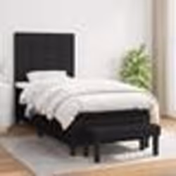 vidaXL Sommier à lattes de lit avec matelas Noir 90x200 cm Tissu - 90 x 200 cm