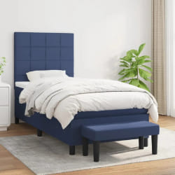 vidaXL Sommier à lattes de lit avec matelas Bleu 90x200 cm Tissu - 90 x 200 cm
