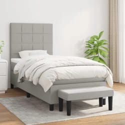 vidaXL Sommier à lattes avec matelas - Gris clair 100x200 cm