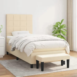 vidaXL Sommier à lattes de lit avec matelas Crème 100x200 cm Tissu - 100 x 200 cm