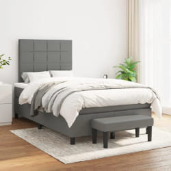 vidaXL Sommier à lattes de lit avec matelas Gris foncé 120x200cm Tissu - 120 x 200 cm