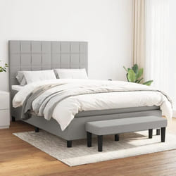 vidaXL Sommier à lattes de lit avec matelas Gris clair 140x200cm Tissu - 140 x 200 cm