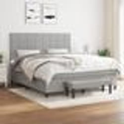 vidaXL Sommier à lattes de lit avec matelas Gris clair 160x200cm Tissu - 160 x 200 cm